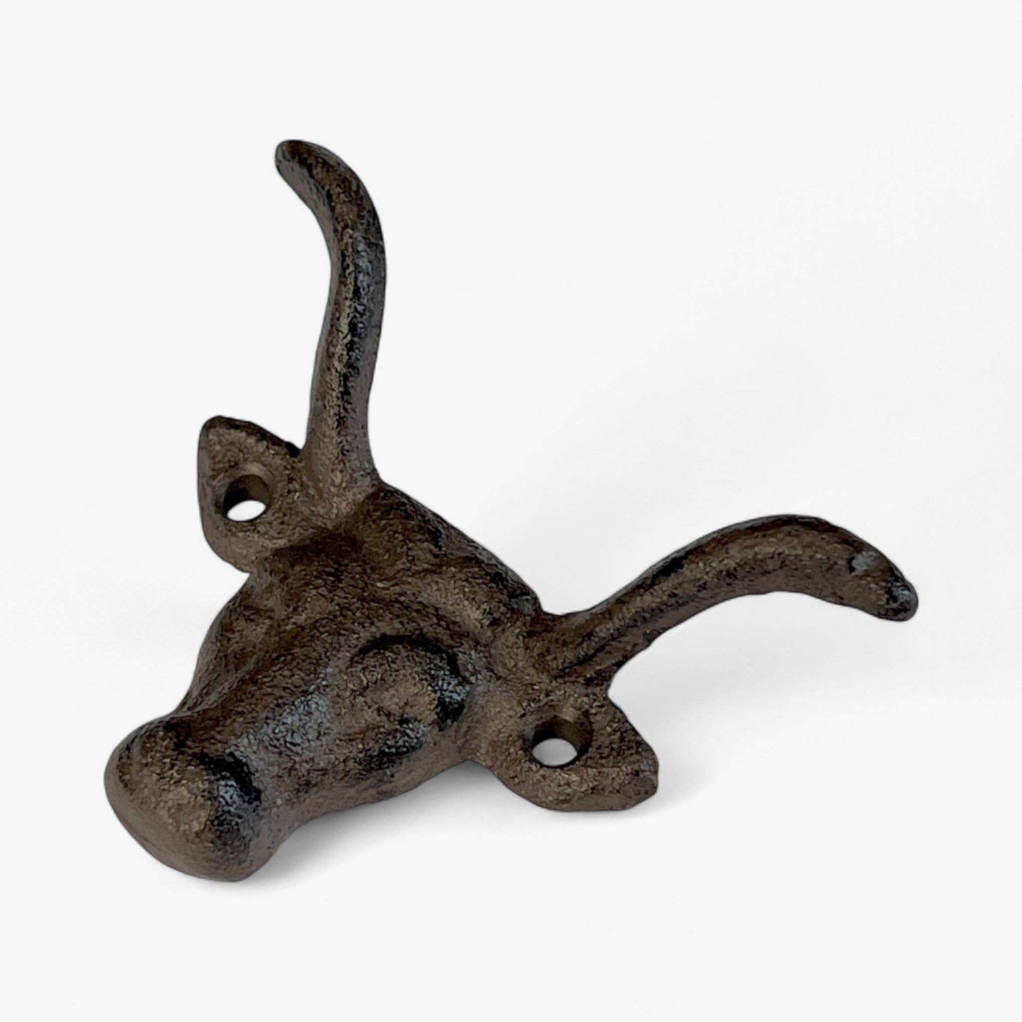 Bull Head Wall Hook, Cast Iron Western Ranch for Coats, Keys or Hats, 3.5"