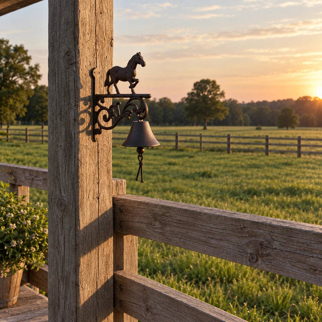 Horse Doorbell, Cast Iron Farmhouse Porch Bell and Chime, 9.8"