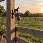 Horse Doorbell, Cast Iron Farmhouse Porch Bell and Chime, 9.8"
