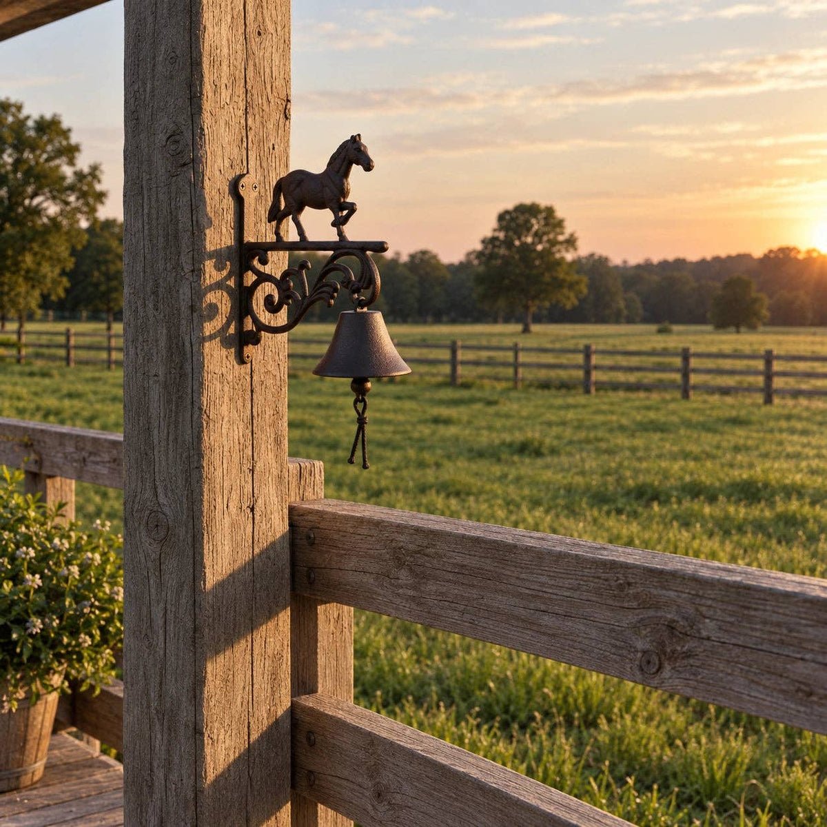 Horse Doorbell, Cast Iron Farmhouse Porch Bell and Chime, 9.8"
