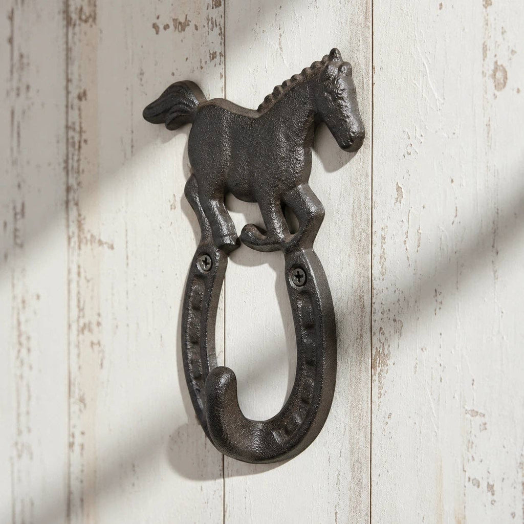Horseshoe Wall Hook, Cast Iron for Coats, Hats or Leashes, 5.7"