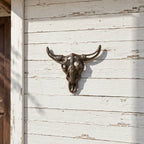 Bull Skull Wall Plaque, Cast Iron Western Ranch Wall Decor, 11"