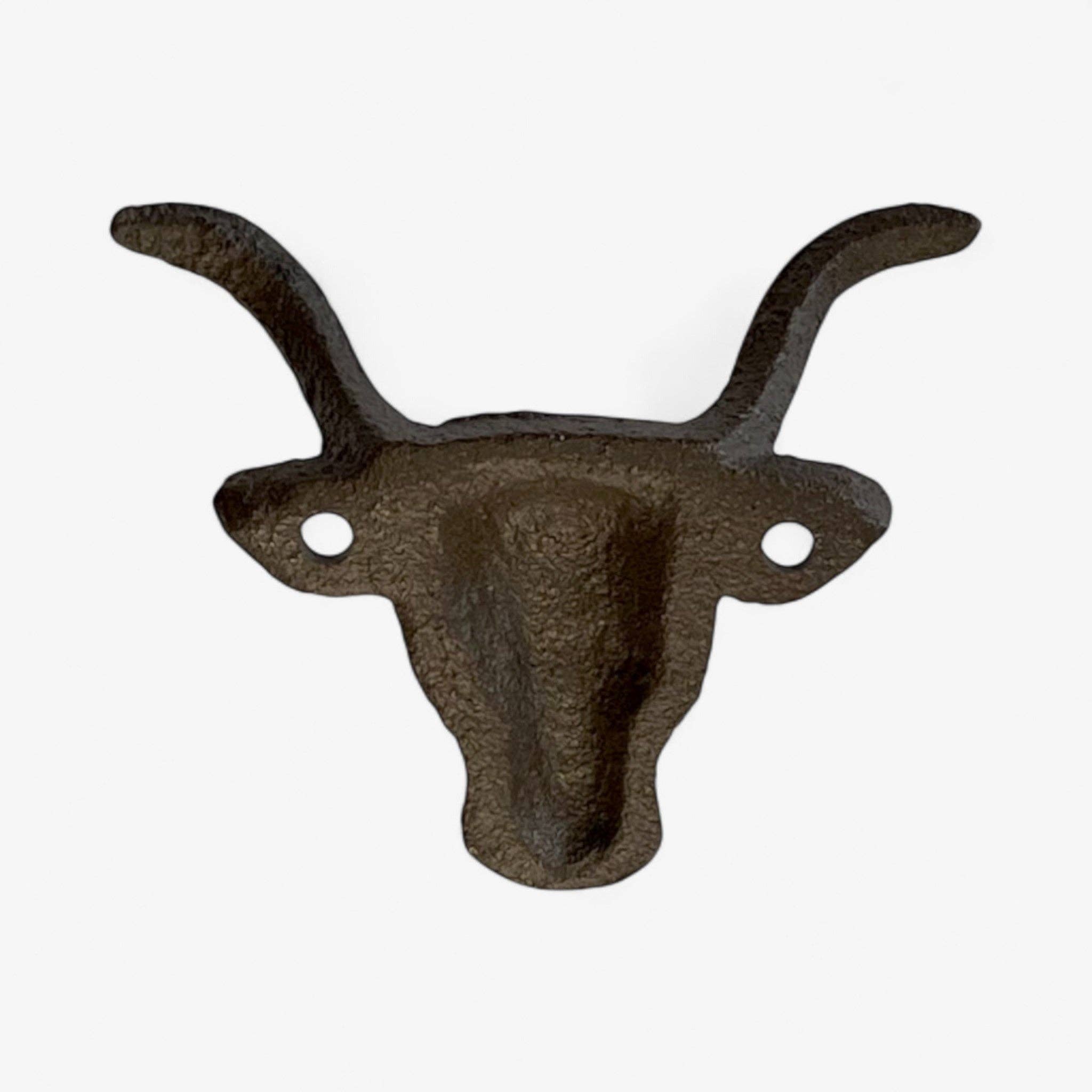 Bull Head Wall Hook, Cast Iron Western Ranch for Coats, Keys or Hats, 3.5"