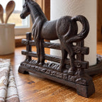 Horse Paper Towel Holder, Cast Iron Western Kitchen Stand, 12.5"