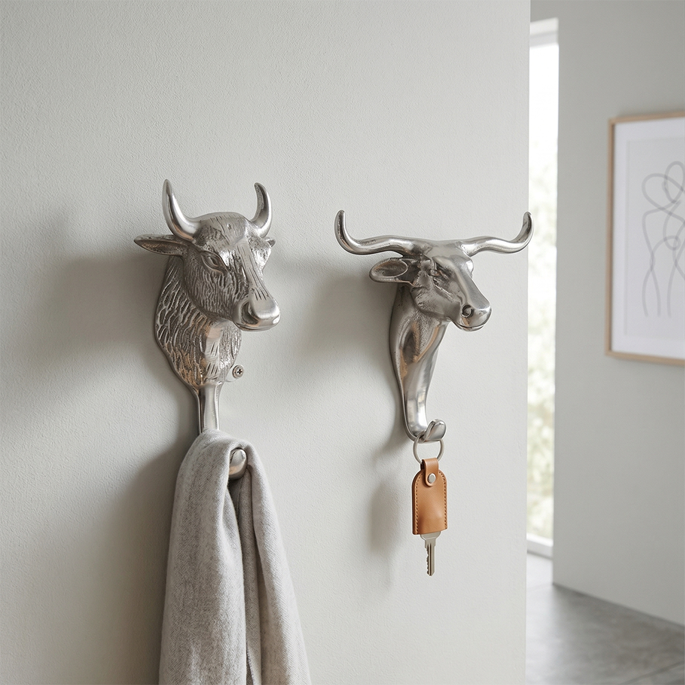 Decorative Bull Wall Hooks (2 Styles)