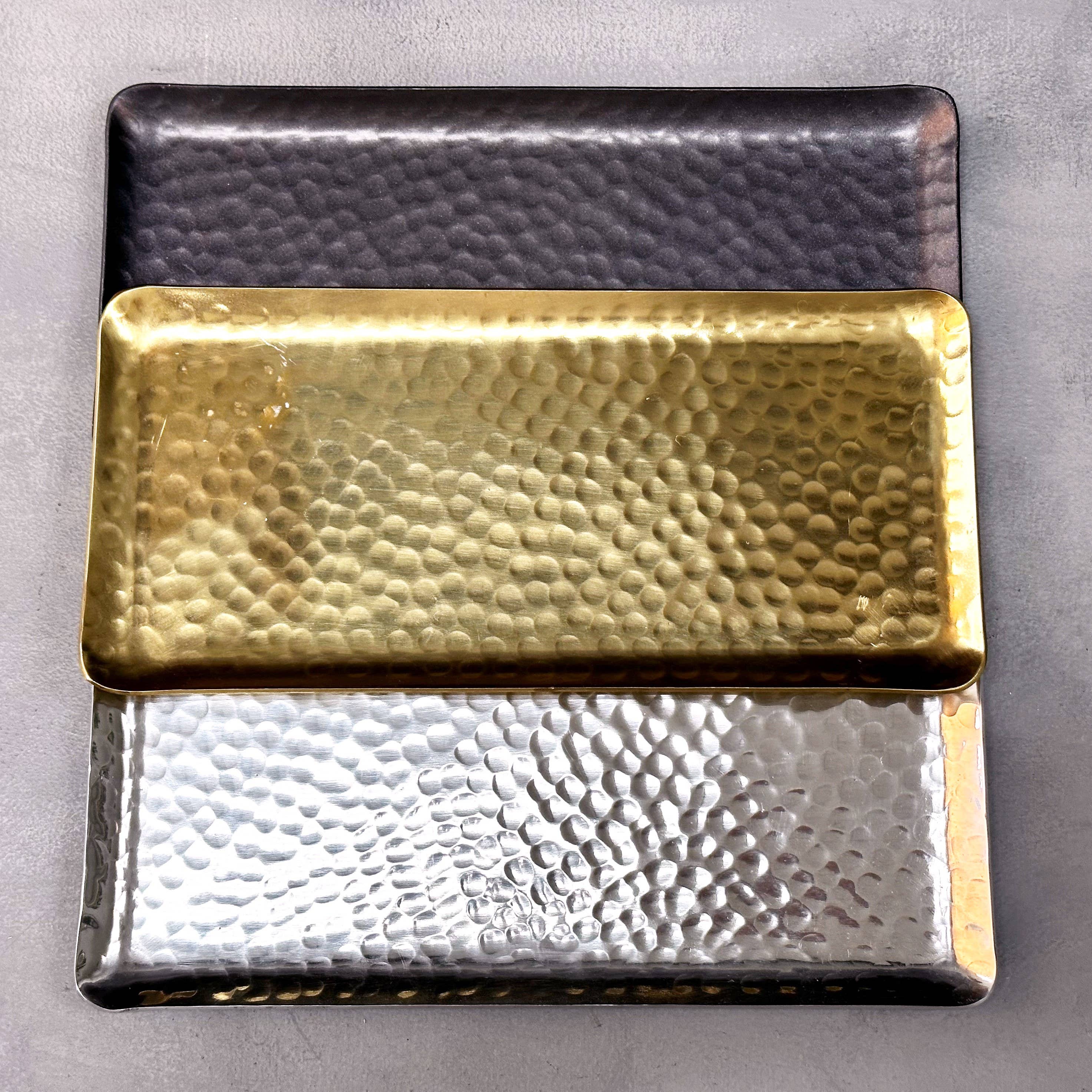 Hammered Rectangle Plate - Silver