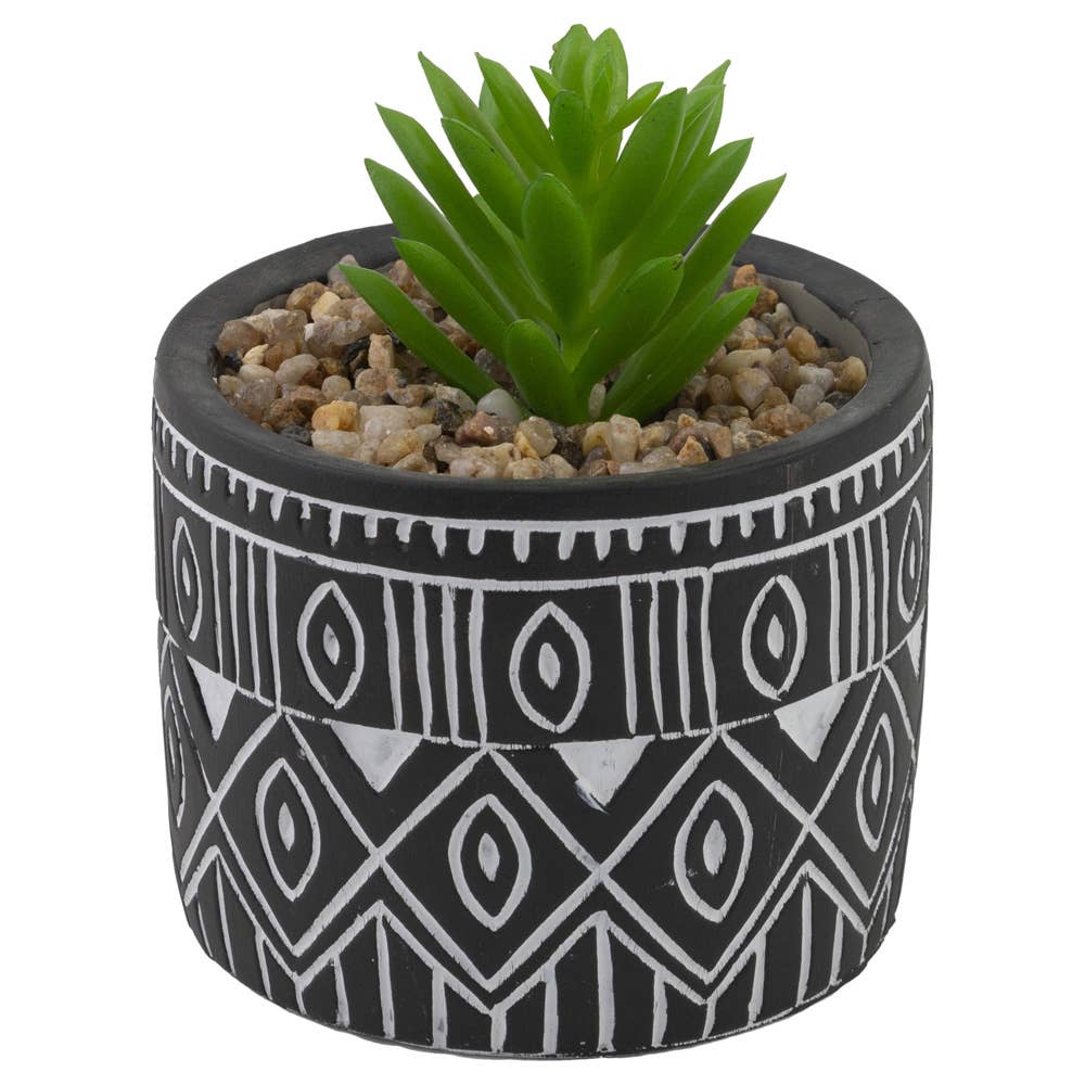 3.5" Tall Faux Black Pot Succulent Plant
